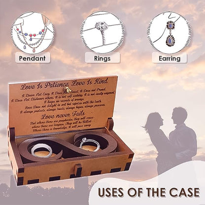 ROOT KRAFT LAAKDU Wooden Ring-Nacklace-Earrings Love Gift Empty Box Infinity Sign For Couples Valantine gifts.