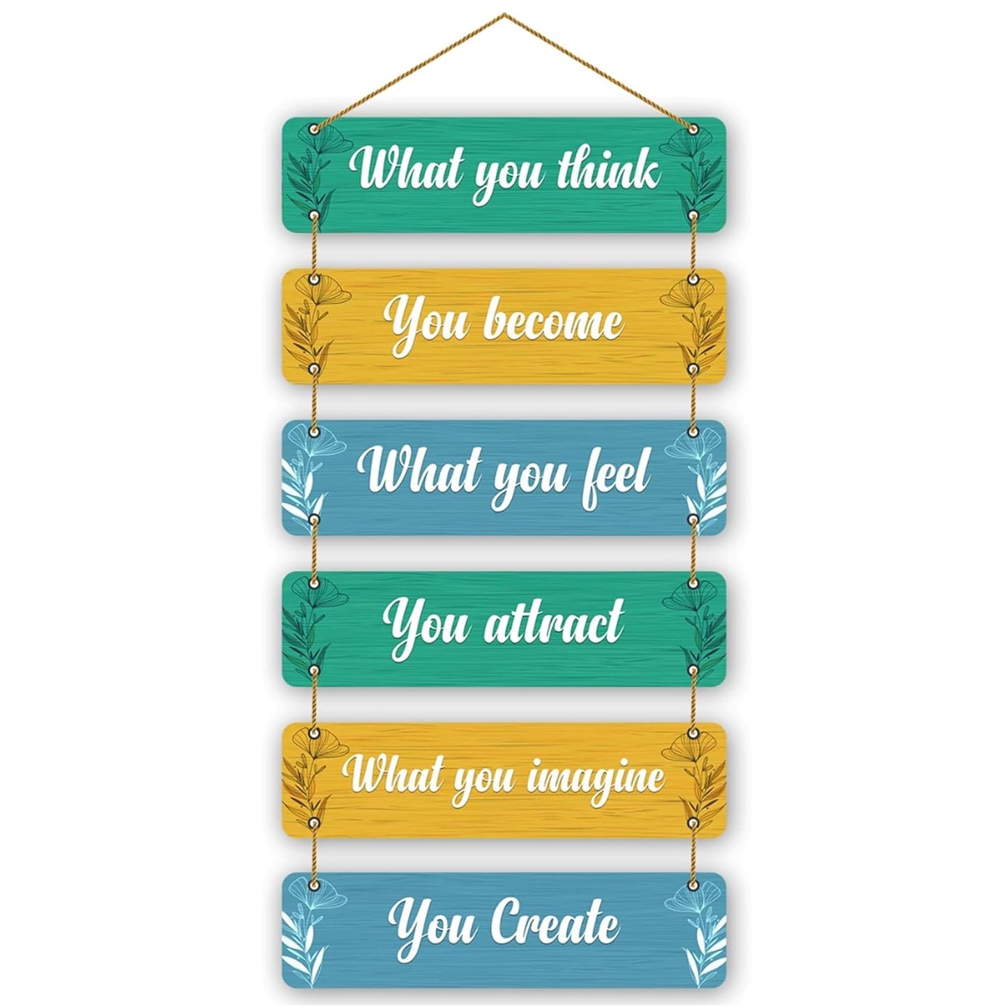 The Earthy House Room Decor Wall Hanging | Bedroom | Living Room | Home Decor | Inspirational Quotes - What you Think (Set of 6)