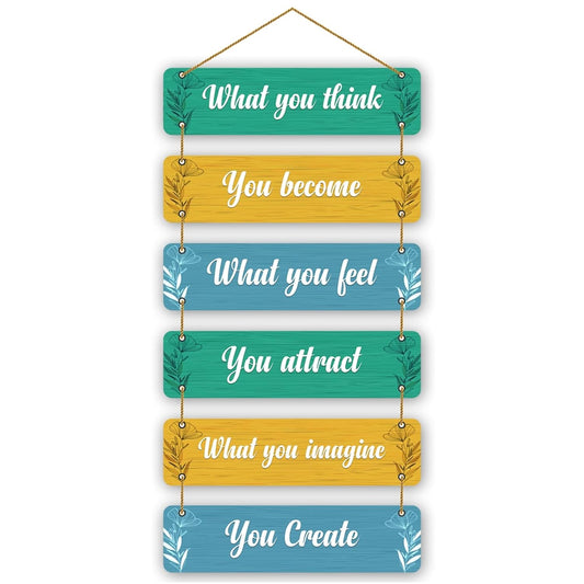 The Earthy House Room Decor Wall Hanging | Bedroom | Living Room | Home Decor | Inspirational Quotes - What you Think (Set of 6)