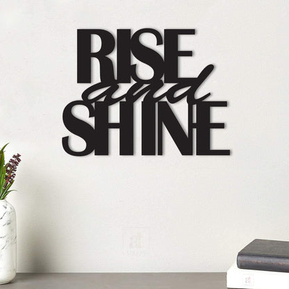 MDF Plaque Rise And Shine Quote Painted Cutout Ready To Hang Home Décor Wall Art decor (Size 6.9 x 9 Inch)