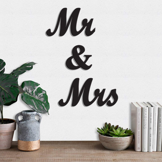 Mr & Mrs MDF Plaque Painted Cutout Ready To Hang Home Décor Wall Art, Valentine Day Gift