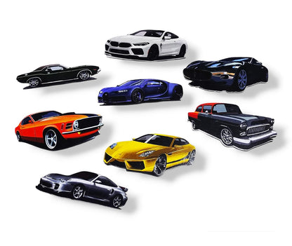 Car Theme Wooden Fridge Magnets (Set of 8_2mm Thickness)
