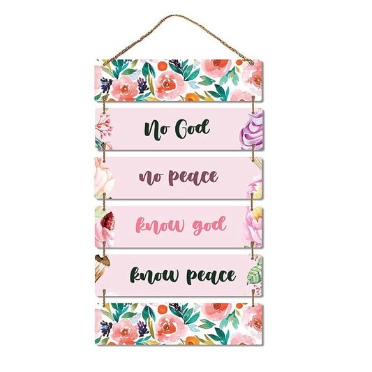 ANGEL INFINTE NO God No Peace Quote Wall Hanging | Wall Decoration Item for Gifting, Home Decor, Living Room, Office | Inspirational Text Wall Decoration Item (Purple)