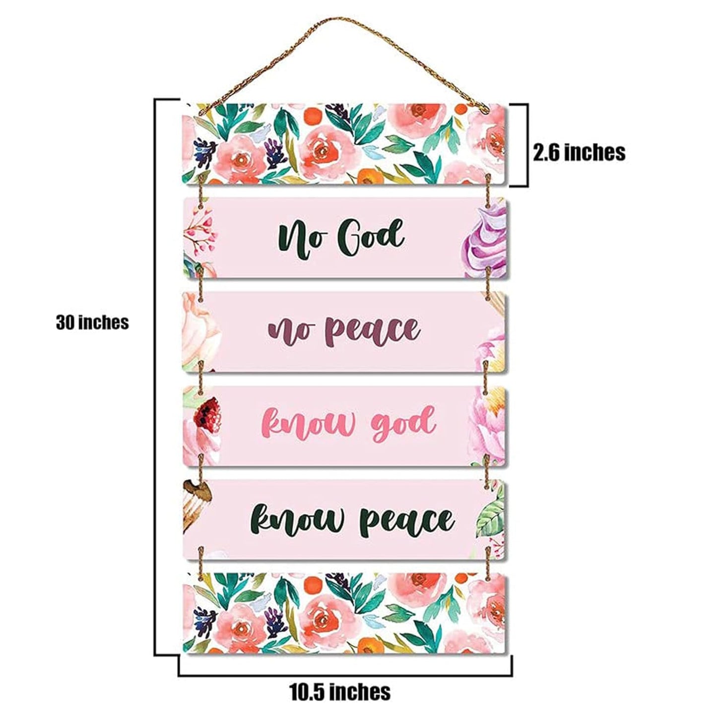 ANGEL INFINTE NO God No Peace Quote Wall Hanging | Wall Decoration Item for Gifting, Home Decor, Living Room, Office | Inspirational Text Wall Decoration Item (Purple)