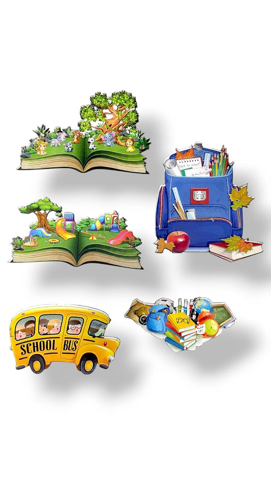 School Theme Wooden Fridge Magnets (Set of 5_2mm Thickness)