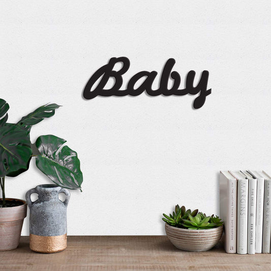 Baby MDF Plaque Painted Cutout Ready to Hang Home Décor Wall Art, MDF Cutout for Gift (3.1 x 10 Inch)