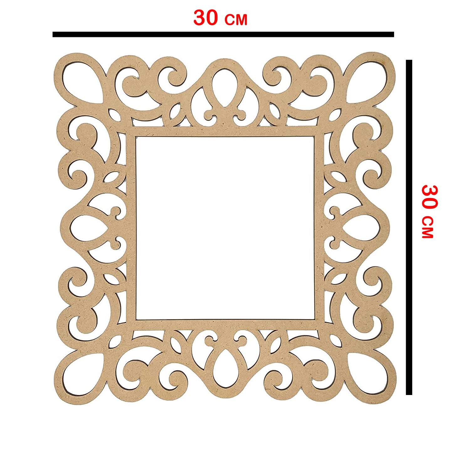 3mm 2pc Hard Unfinished Wood MDF Square Mirror Photo Frame Cutout for Craft DIY Projects, Art Class, Home Decoration, Embellishment