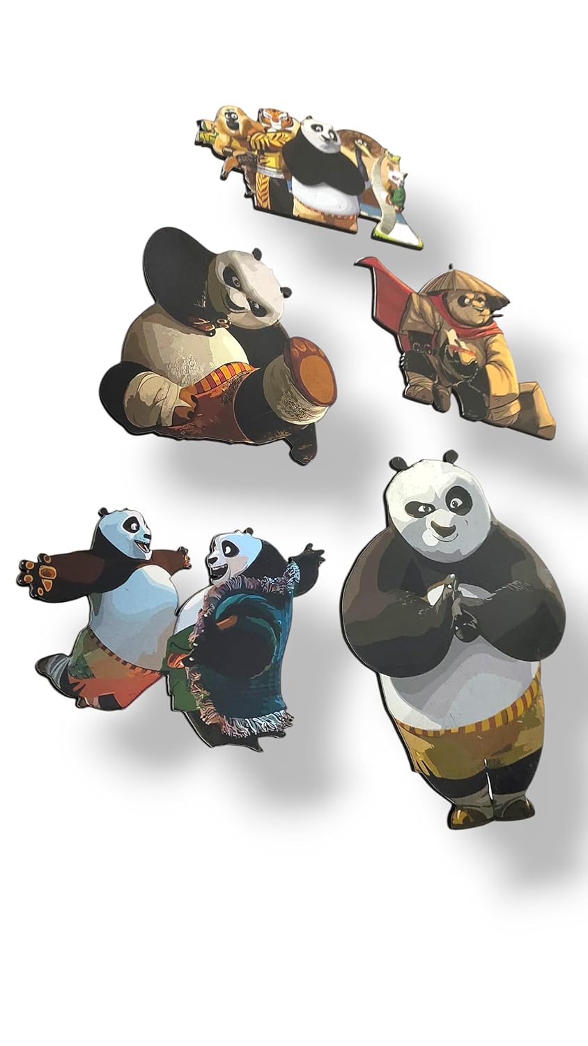 Panda Theme Wooden Fridge Magnets (Set of 6_2mm Thickness)