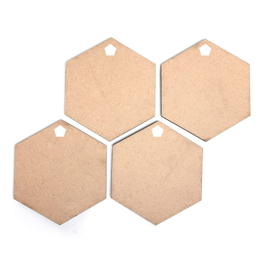 MDF Cutouts | Wooden Cutout for Craft | Pine Wood | Unfinished Tags for Key Chain, Slices Crafts, Xmas, Decorations, Painting | Resin Art Work | MDF Board Cutouts, Hexagon- [50pcs- 5x5 cm]