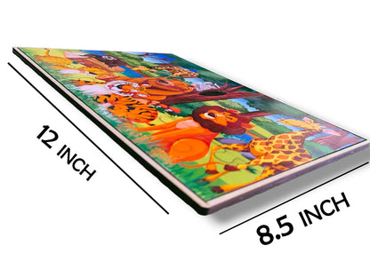 ROOT KRAFT Wooden Jigsaw Animal Puzzle Board for Kids (Wild Animals)