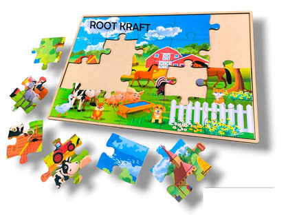 Wooden Animal Jigsaw Puzzle Board for Kids (Domestic Animals)