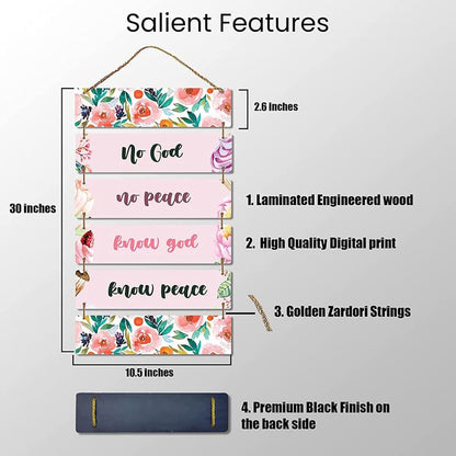 ANGEL INFINTE NO God No Peace Quote Wall Hanging | Wall Decoration Item for Gifting, Home Decor, Living Room, Office | Inspirational Text Wall Decoration Item (Purple)