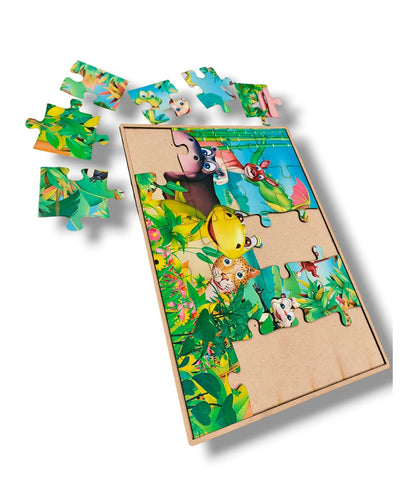 Wooden Jigsaw Animal Puzzles Board for Kids (Wild Animals 2)