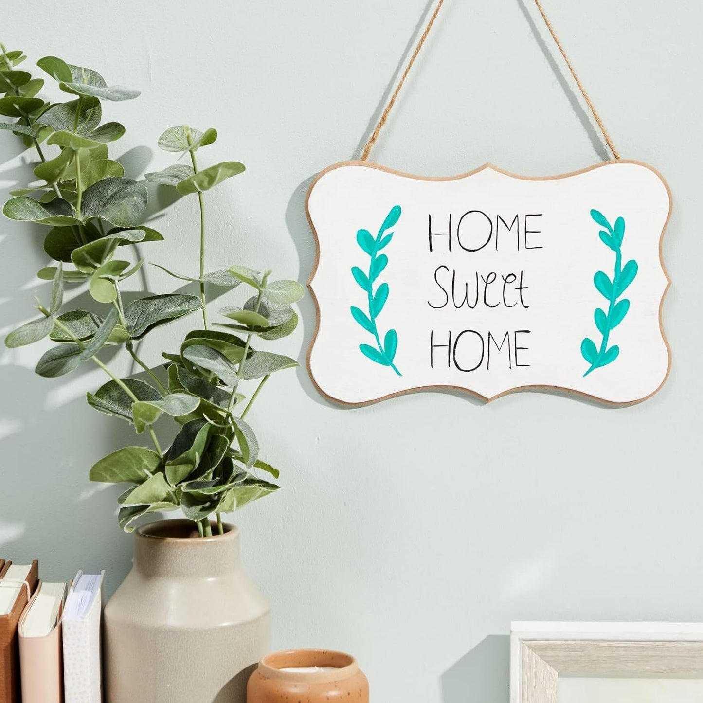 6-Pack of Unfinished MDF Hanging Wood Plaques for Crafts with Jute Rope, Blank 9x6-Inch, 1/4-Inch Thick Wooden Sign for DIY Painting, Art Projects, Home Decor, 3 Designs