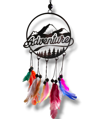 Dream Catcher Car Hanging Ornament – Elegant Acrylic Rear View Mirror Charm – Boho Car Interior Decoration Accessory (Adventure)
