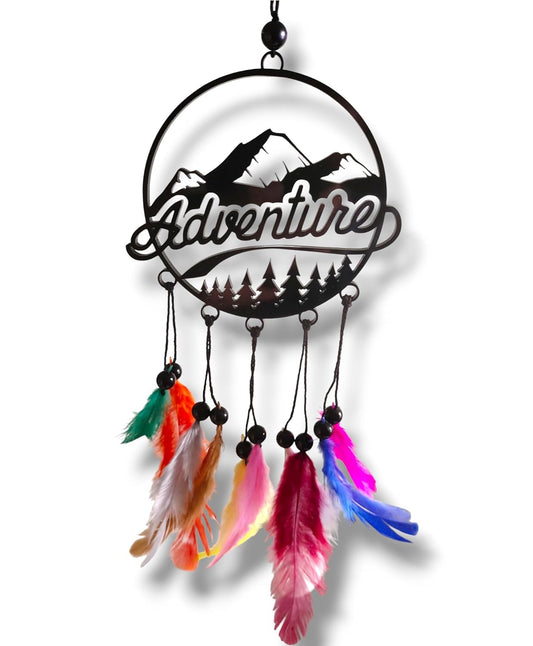 Dream Catcher Car Hanging Ornament – Elegant Acrylic Rear View Mirror Charm – Boho Car Interior Decoration Accessory (Adventure)