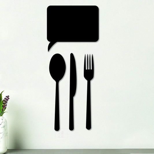 Cutlery Design shape MDF Plaque Painted Cutout Ready to Hang Home & Wall Decore, Decorative MDF Plaque for Wall Decoration (Black, 7.1 x 8, 12 x 2.5, 12 x 1.2 & 12 x 1.6 Inch, 4 Pcs)