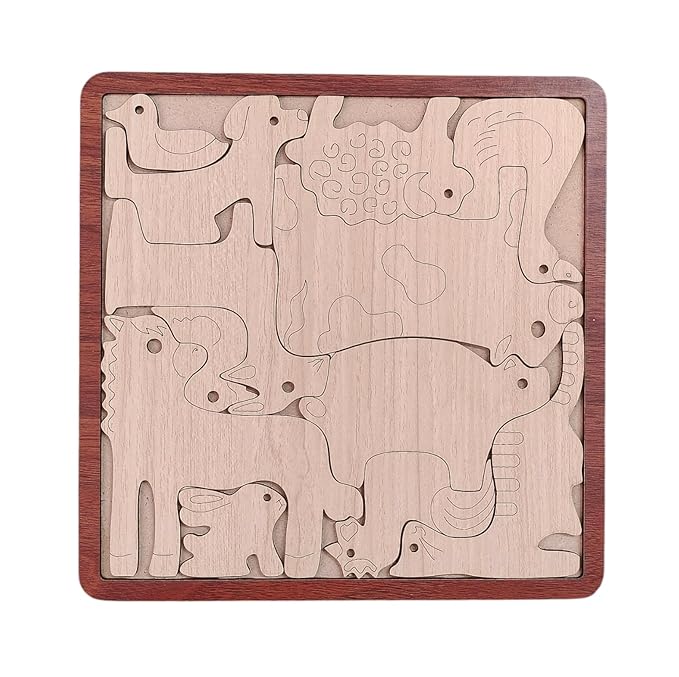 ROOT KRAFT Wooden Texture Animal Puzzle for Kids | Educational Toys Animal Puzzle Game for Kids (Texture Puzzle 1)