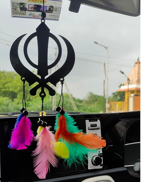 Dream Catcher Car Hanging Ornament – Elegant Acrylic Rear View Mirror Charm – Boho Car Interior Decoration Accessory (Panjabi)