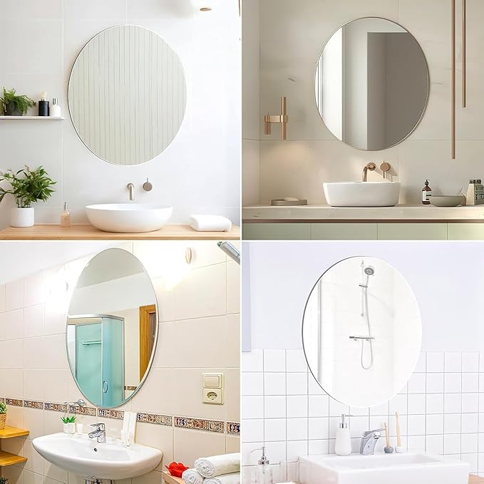 Self-Adhesive Acrylic Mirror Tiles, Flexible Plastic, Frameless, 2.5mm Thick Wall Stickers for Home Décor, DIY Craft, and Bedroom Wall Decoration (Pack of 1 Oval, 12 x 16 Inches)