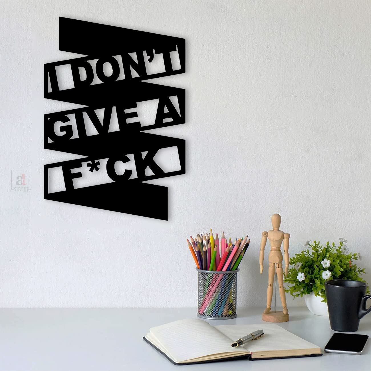 I Don't Give A Fuck Black MDF Plaque Cutout Ready To Hang For Home Office Wall Art Decor, Wall Art Hanging Decorative Item, Home Decoration Size -12 x 9 Inches