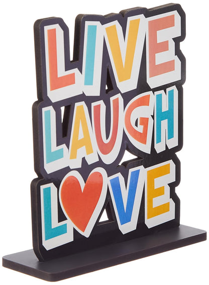 Wooden Study/Office/Home Decor Showpiece | Live Love Laugh, 5.31 Inch, 15.5 cm