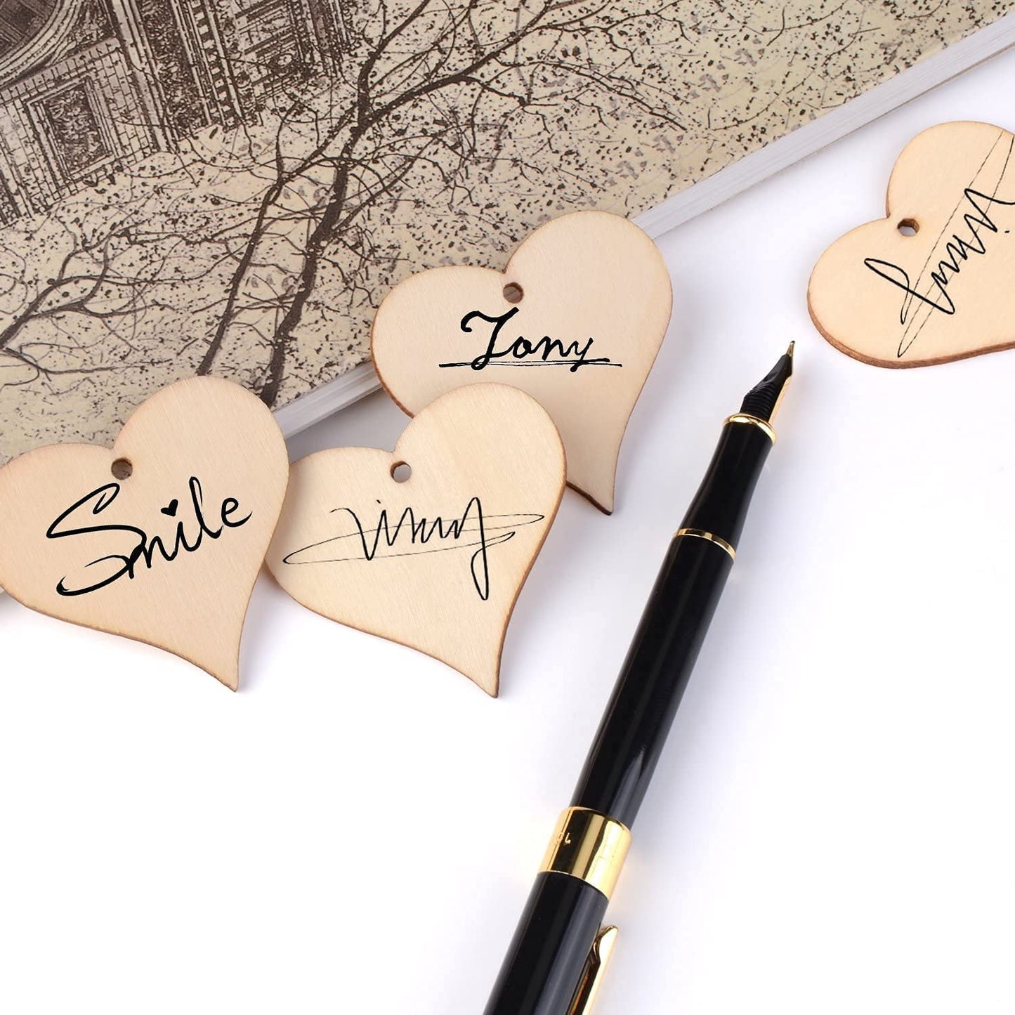 MDF Cutouts | Wooden Cutout For Craft | Pine Wood | Unfinished Tags for Key Chain, Slices Crafts, Xmas, Decorations, Painting | Resin Art Work | MDF Board Cutouts, Heart- [50pcs]-[ 5cmx5cm]