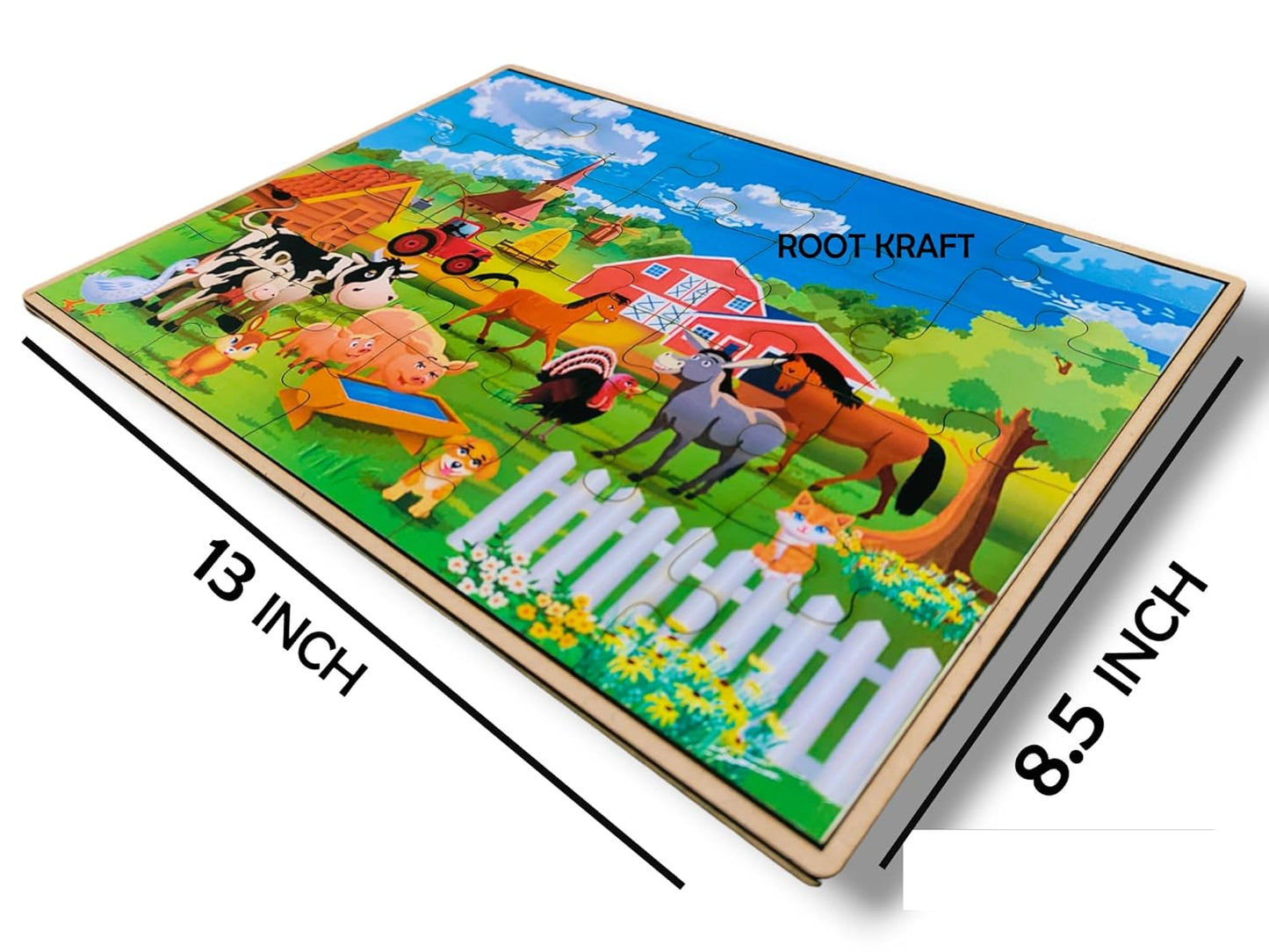 Wooden Animal Jigsaw Puzzle Board for Kids (Domestic Animals)