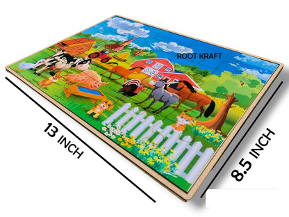 Wooden Animal Jigsaw Puzzle Board for Kids (Domestic Animals)