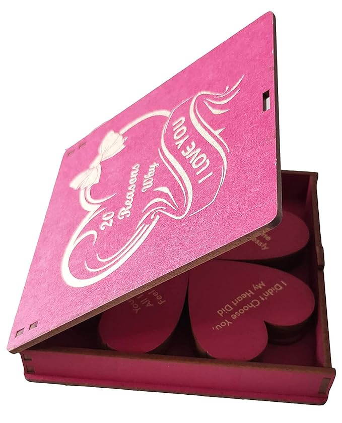 ROOT KRAFT Love Message Box Wooden | 10 reasons I Love You | Romantic | for girlfriend | boyfriend | husband | Wife | Fiancee | Valantine Gift.