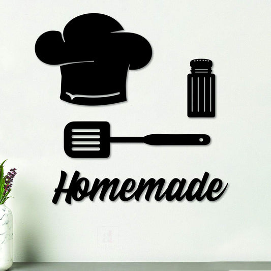 Kitchen Theme Shape MDF Plaque Painted Cutout Ready to Hang Home & Wall Décor, Decorative MDF Plaque for Decoration (6.4x8,4x2,2.7x10.5 & 2.3 x 12 Inch, 4 Pcs)