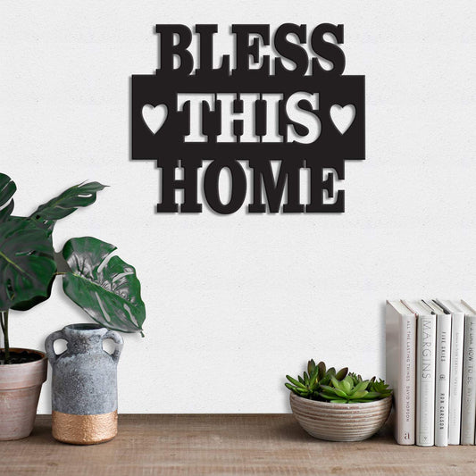 Bless This Home MDF Plaque Painted Cutout Ready To Hang Home Décor Wall Art