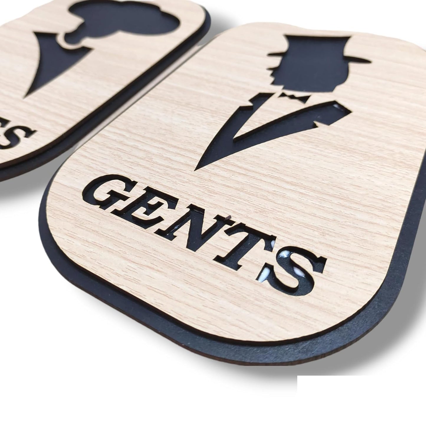Gents Ladies Sign Board Self Adhesive Wooden Sticker for Toilet, Bathroom, Restroom, Glass Doors, Wooden Doors, Offices, Hospitals, Mall and Business Sign Stickers