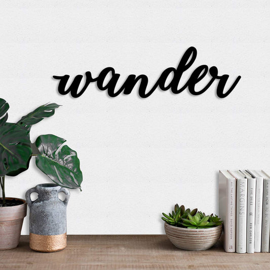 Wander MDF Plaque Painted Cutout Ready To Hang for Home, Office, Bedroom, Gift (6mm Thickness, Black - 3 x 10 Inch)