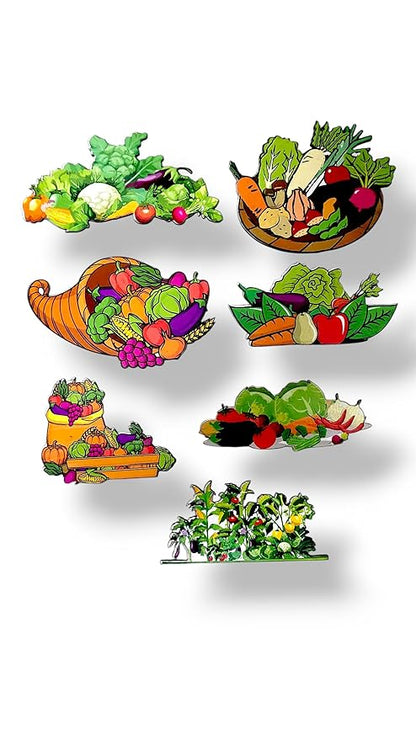 Vegetables Theme Wooden Fridge Magnets (Set of 7_2mm Thickness)