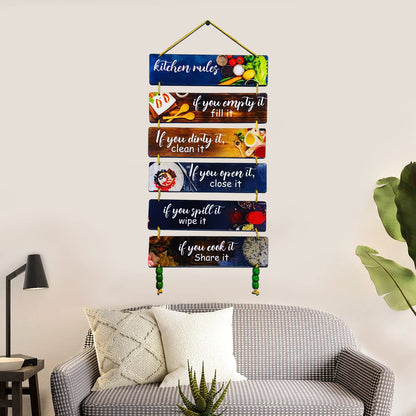 Kitchen Rules Wall Hanging/Hanger Art Decoration Item for Living Room | Bedroom | Home Decor | Gifts | Kitchen Quotes Decor Item
