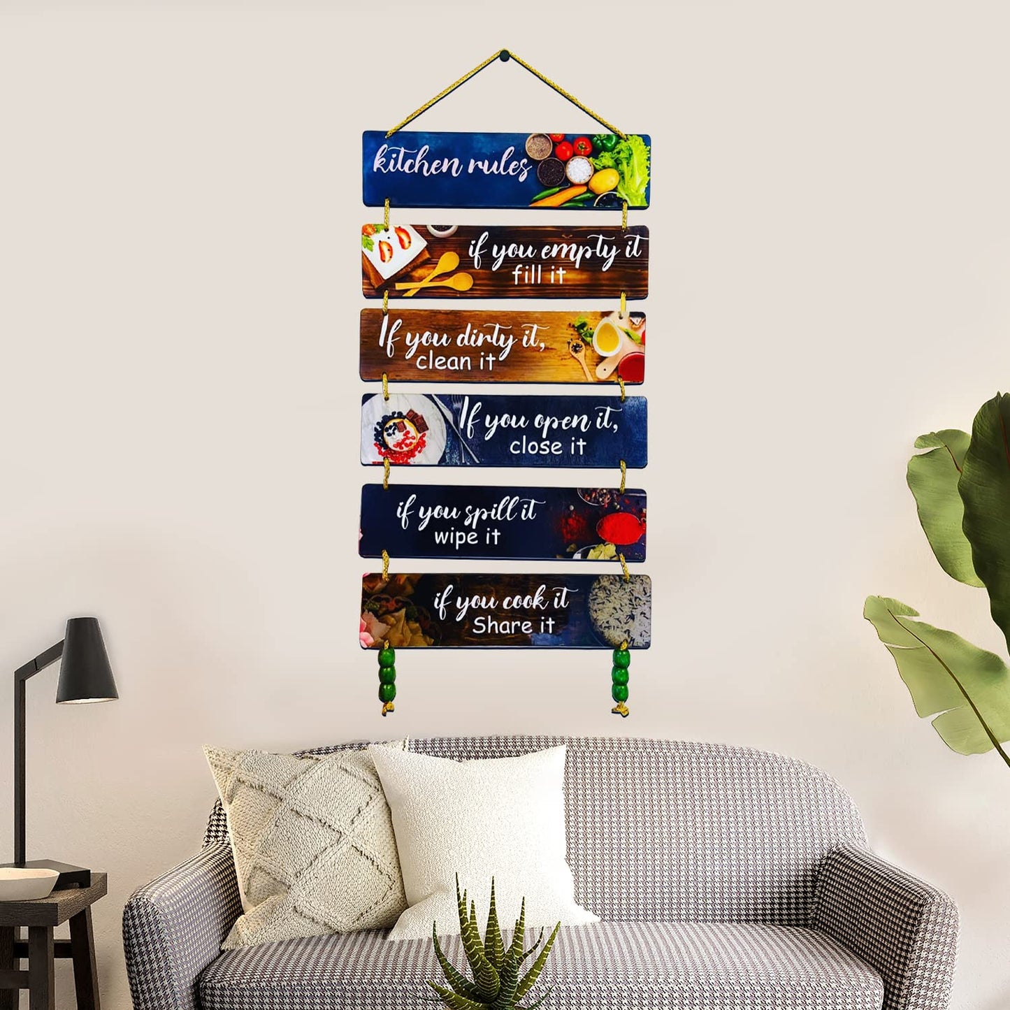 Kitchen Rules Wall Hanging/Hanger Art Decoration Item for Living Room | Bedroom | Home Decor | Gifts | Kitchen Quotes Decor Item