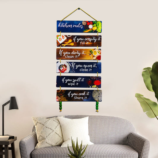 Kitchen Rules Wall Hanging/Hanger Art Decoration Item for Living Room | Bedroom | Home Decor | Gifts | Kitchen Quotes Decor Item