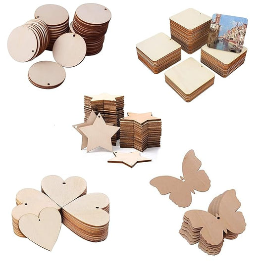 Pine Wood MDF Cutouts Unfinished Tags for Key Chain