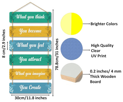 The Earthy House Room Decor Wall Hanging | Bedroom | Living Room | Home Decor | Inspirational Quotes - What you Think (Set of 6)