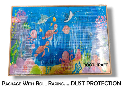 ROOT KRAFT Wooden Jigsaw Animal Puzzle Board for Kids 7-10 Years Old (Sea Animals)
