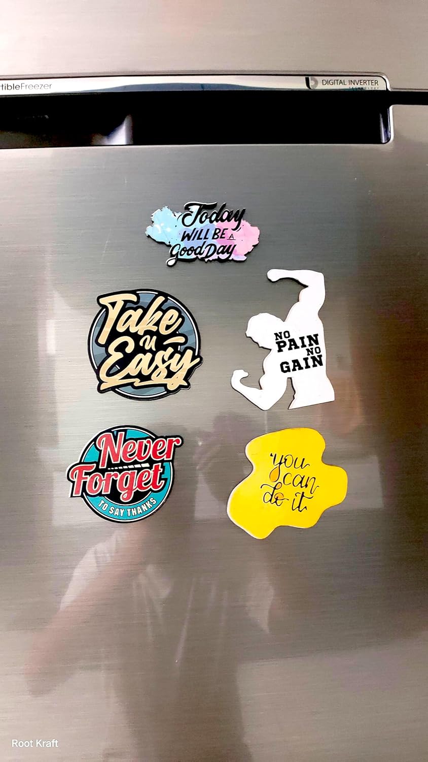 Motivational Theme Wooden Fridge Magnets (Set of 5_2mm Thickness)