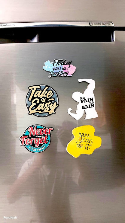 Motivational Theme Wooden Fridge Magnets (Set of 5_2mm Thickness)