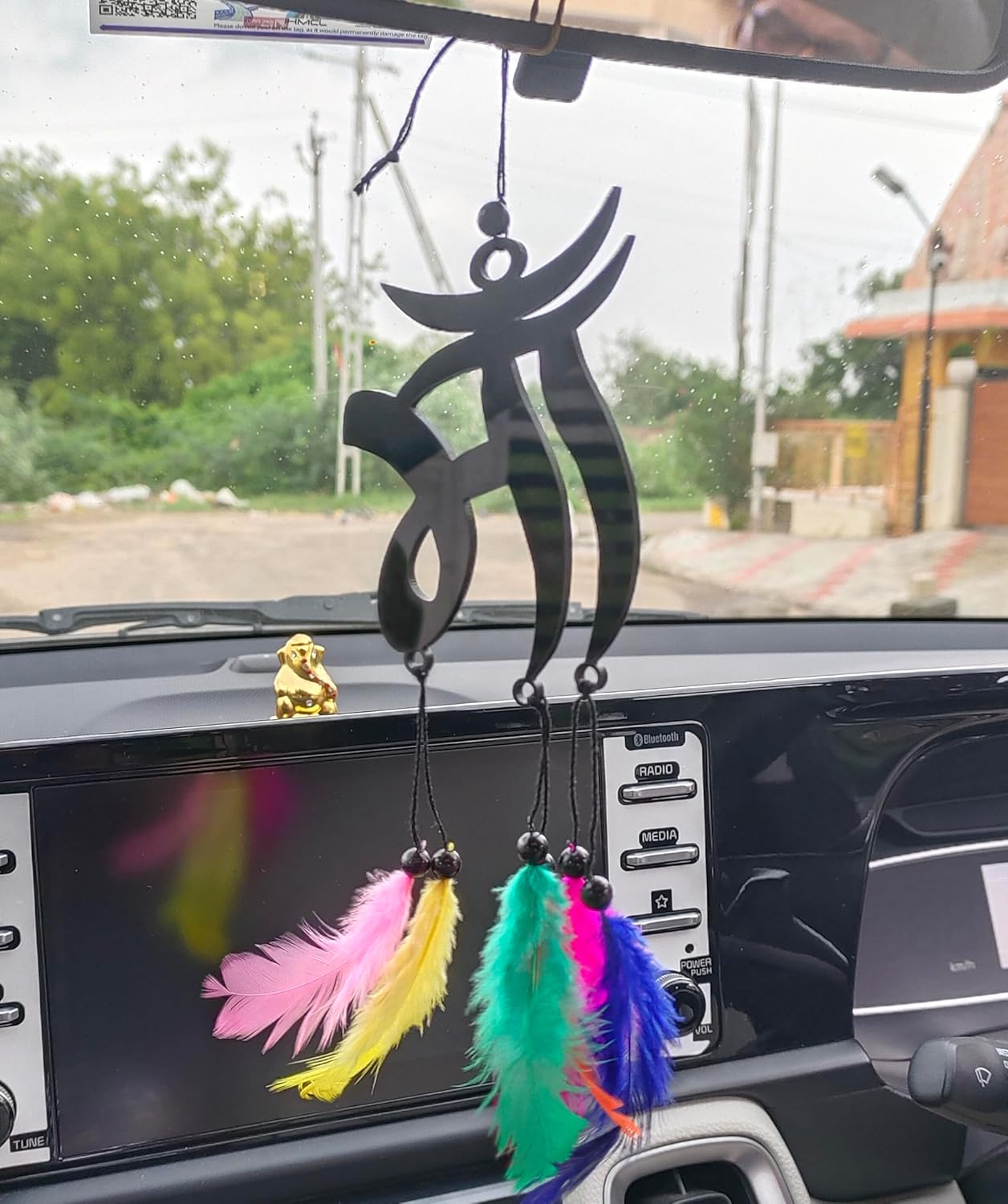 Dream Catcher Car Hanging Ornament – Elegant Acrylic Rear View Mirror Charm – Boho Car Interior Decoration Accessory (Maa)