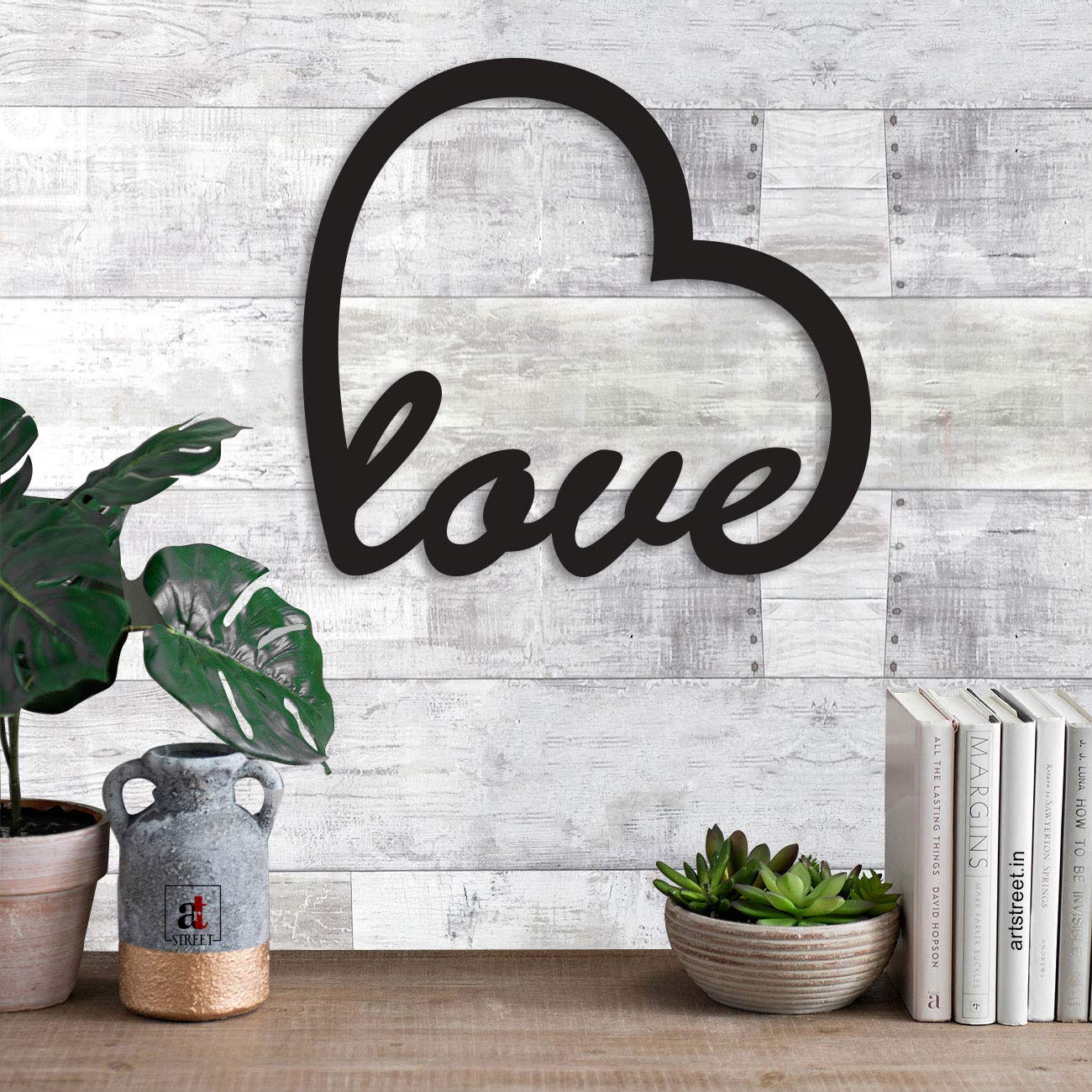 Love Wall Sign, Wall Plaque, Mdf Cutout Wood Wall Art, Valentine Day Gift (6 mm, Black)