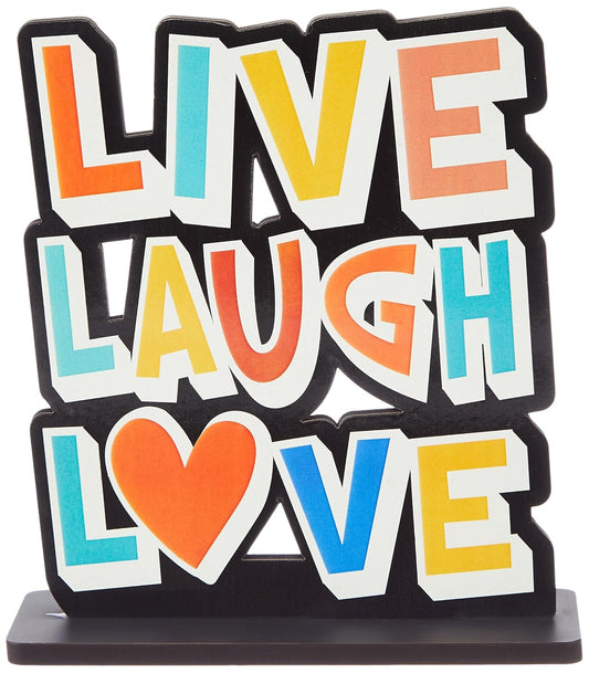 Wooden Study/Office/Home Decor Showpiece | Live Love Laugh, 5.31 Inch, 15.5 cm