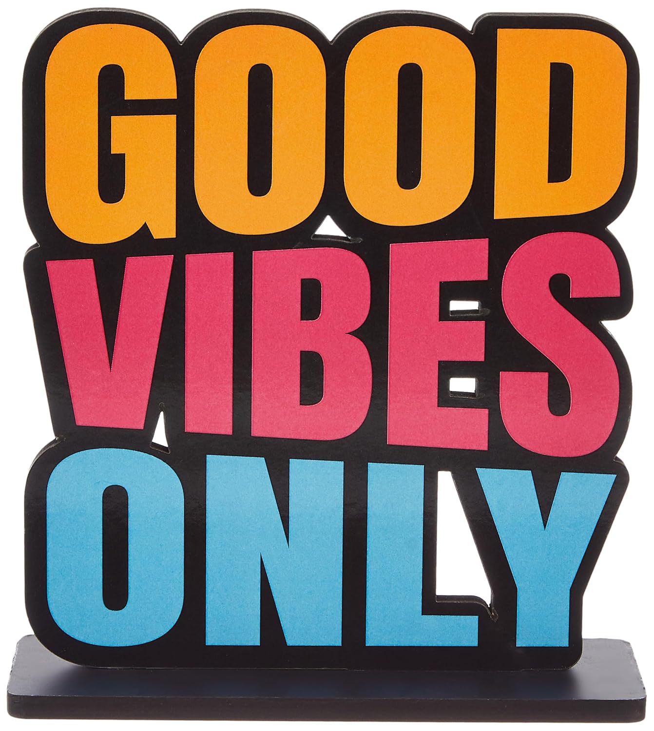 Wooden Study/Office/Home Decor Showpiece|Good Vibes Only, 13.5 cm, 15.5 cm