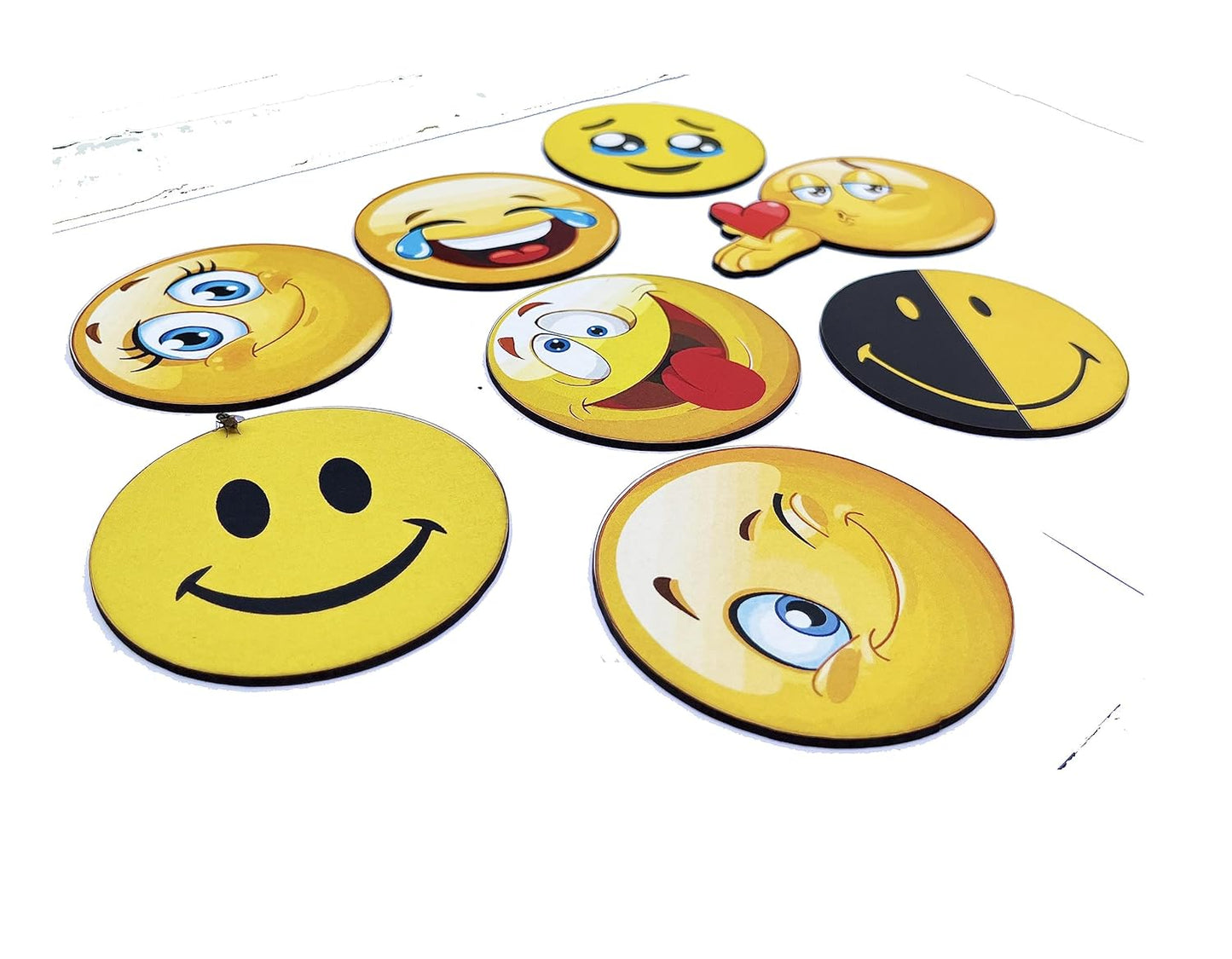 Smiley Wooden Fridge Magnets (Set of 8_2mm Thickness)