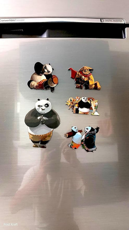 Panda Theme Wooden Fridge Magnets (Set of 6_2mm Thickness)