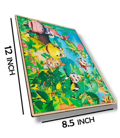Wooden Jigsaw Animal Puzzles Board for Kids (Wild Animals 2)